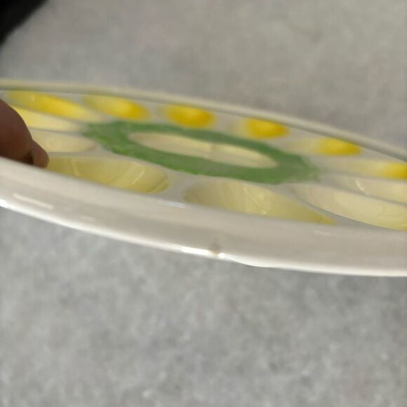 Vintage Mid Century 10 1/4” Ceramic Deviled Egg Plate - Picture 5 of 8